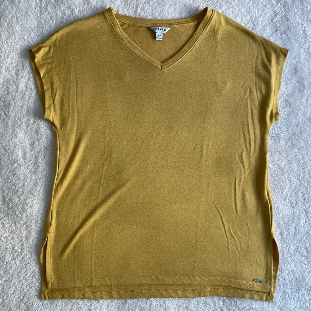 Orvis Mustard V-Neck Women's Tee